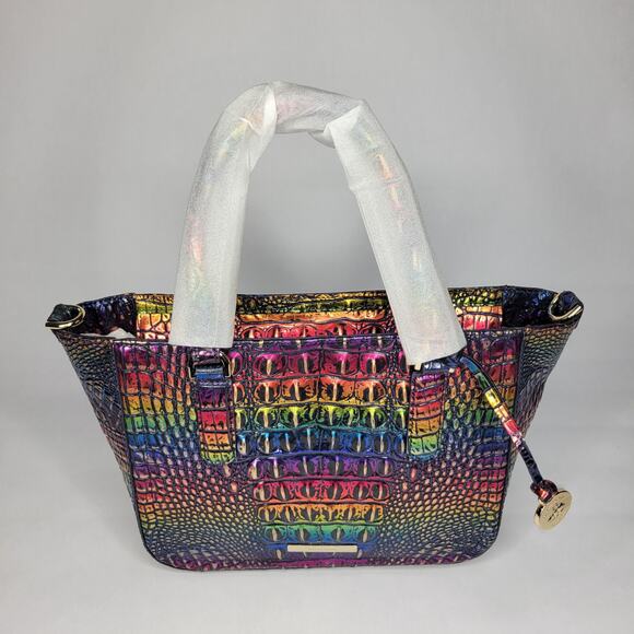 BRAHMIN Small Ashlee Technicolor Rainbow Melbourne Satchel Leather NWT - Picture 3 of 15